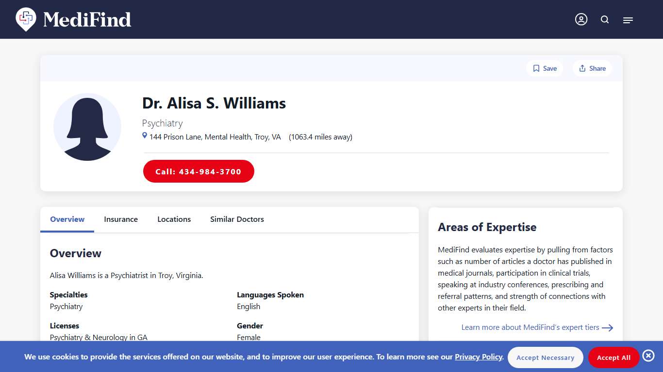 Alisa S. Williams Psychiatry Troy, VA MediFind