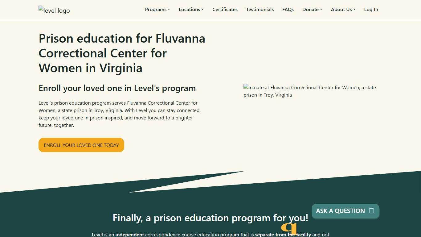 Prison Education For Fluvanna Correctional Center for Women - Level